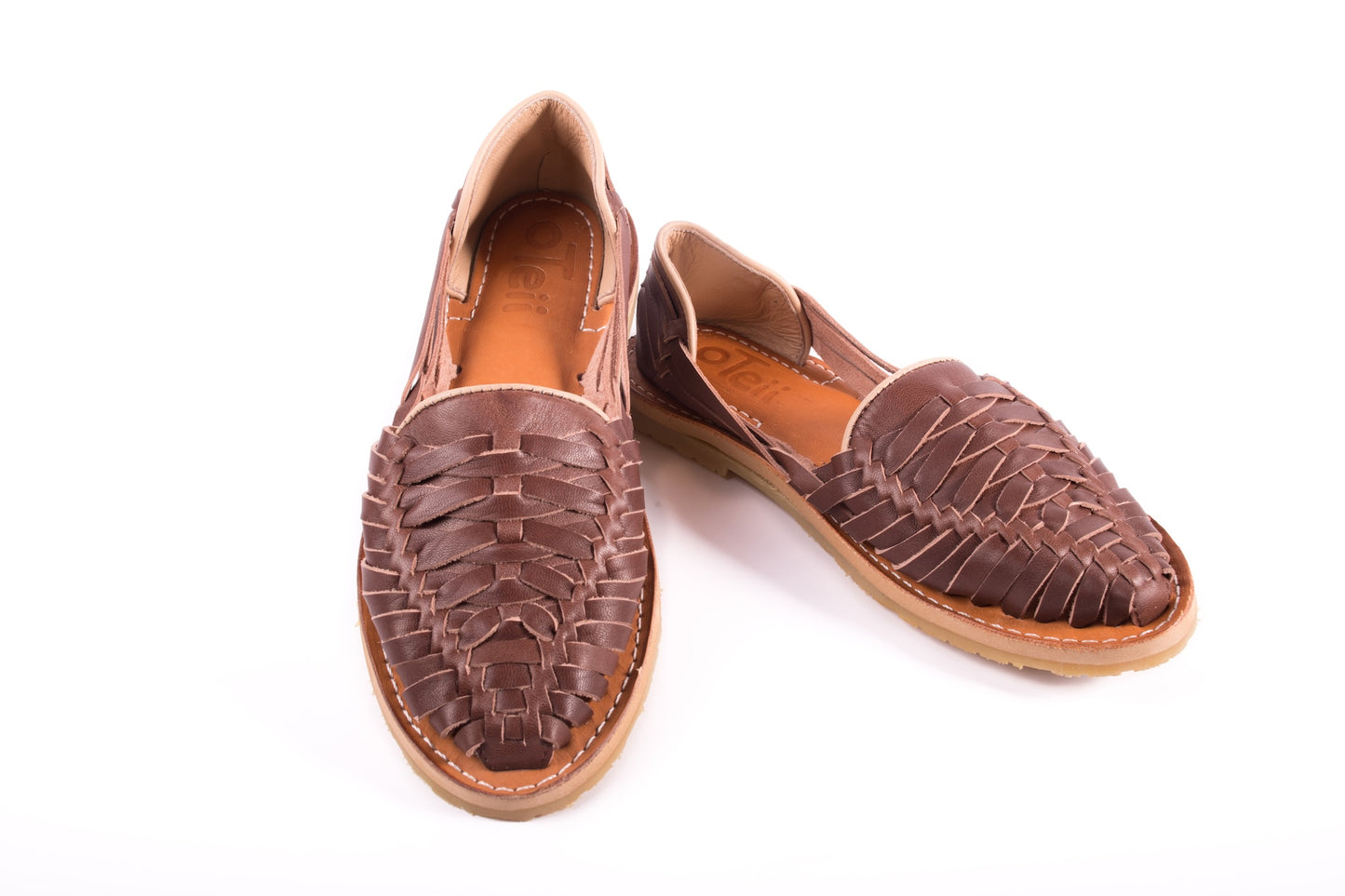 Handmade brown leather huarache sandals for women