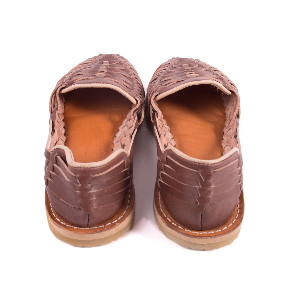 
                  
                    Handmade brown leather huarache sandals for women rear view
                  
                