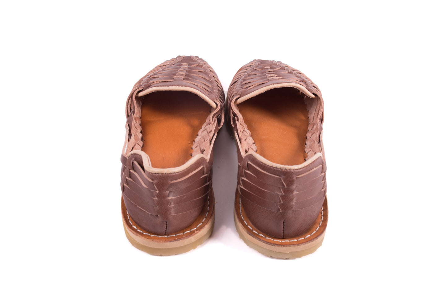 
                  
                    Handmade brown leather huarache sandals for women rear view
                  
                