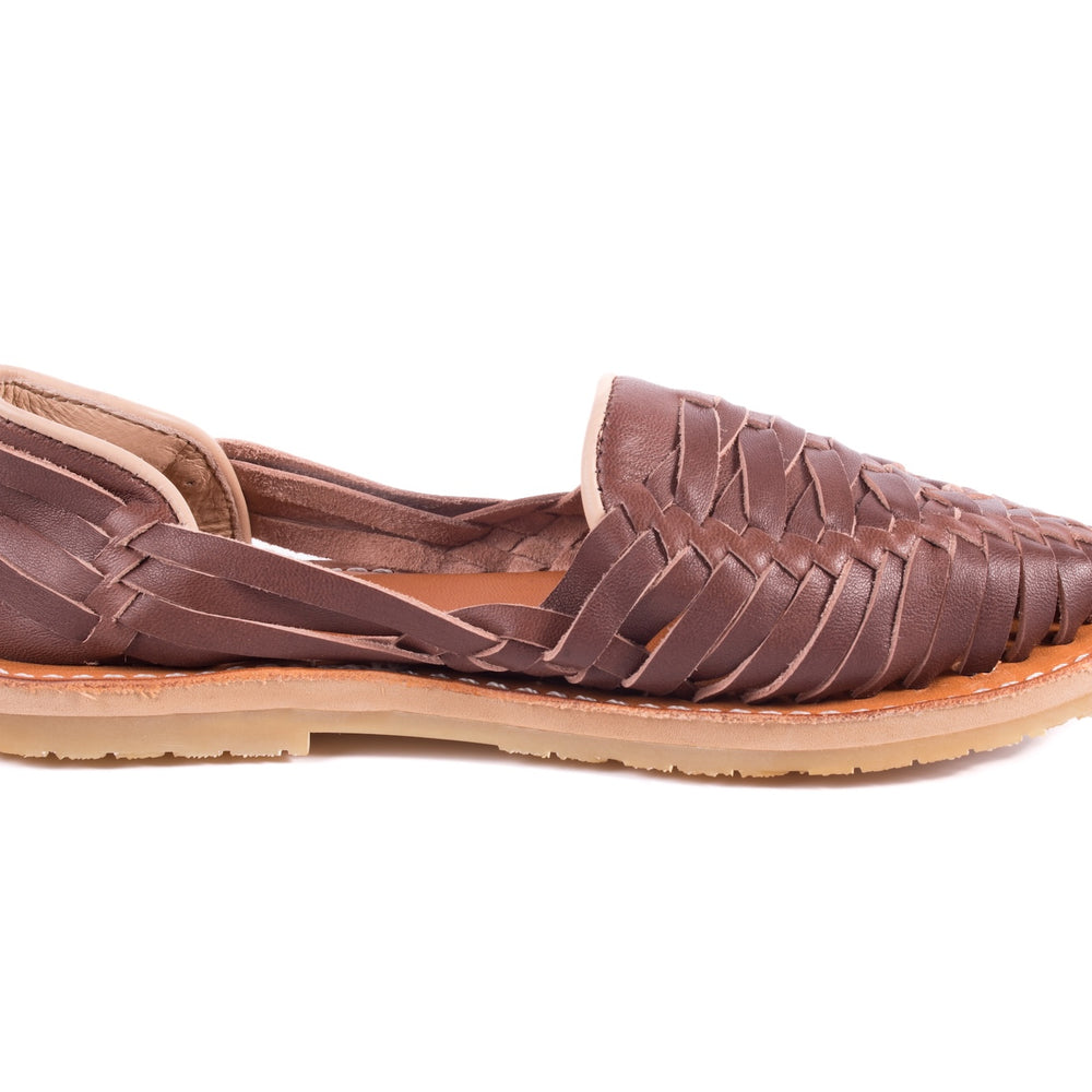 
                  
                    Handmade brown leather huarache sandals for women right side
                  
                