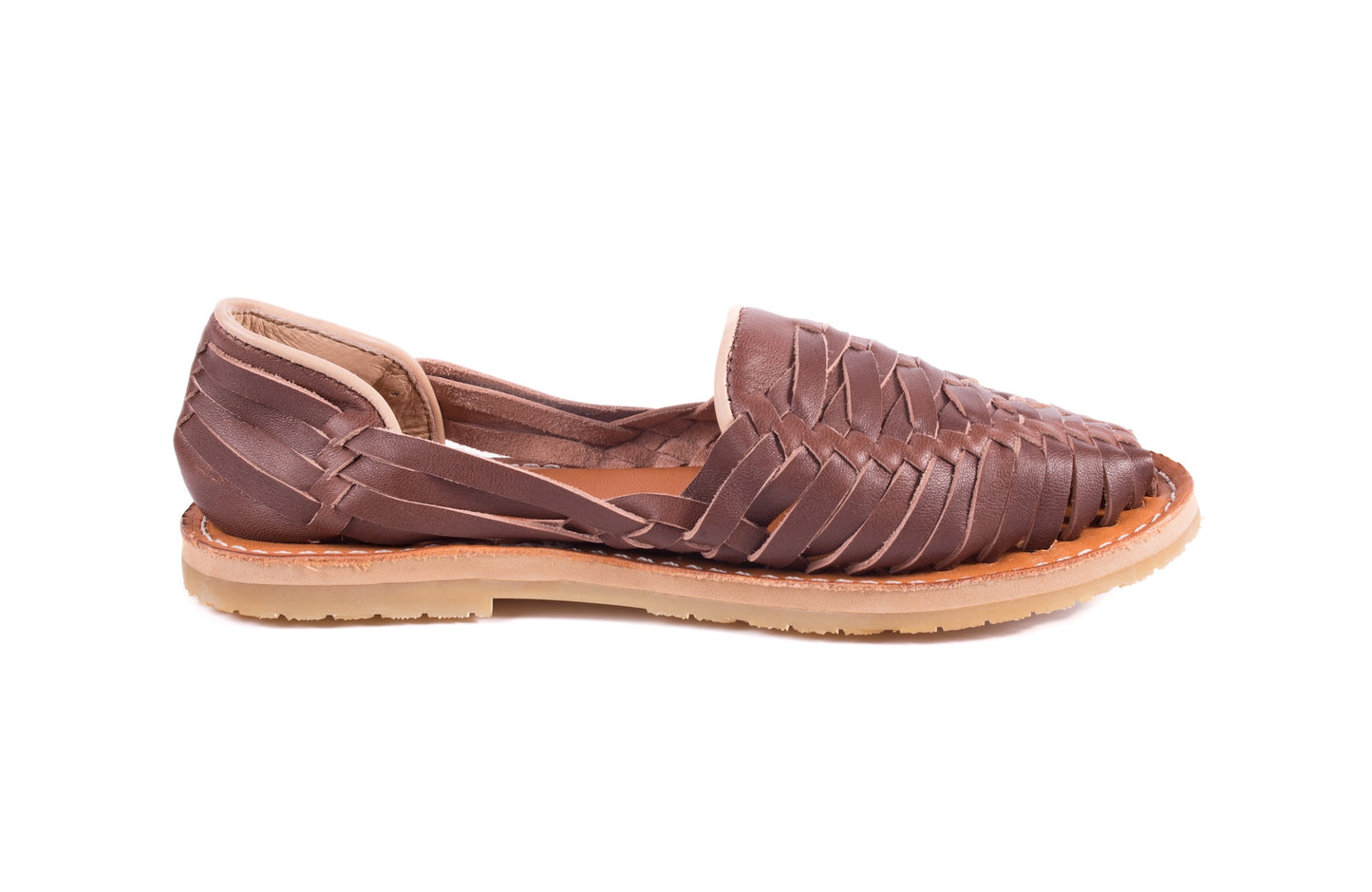 
                  
                    Handmade brown leather huarache sandals for women right side
                  
                