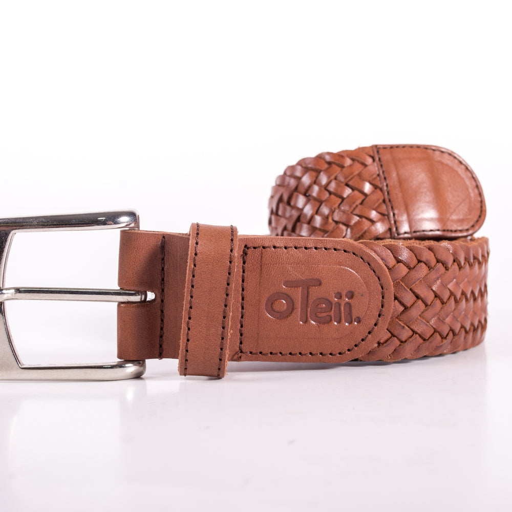 oteii genuine leather woven belt color shedron