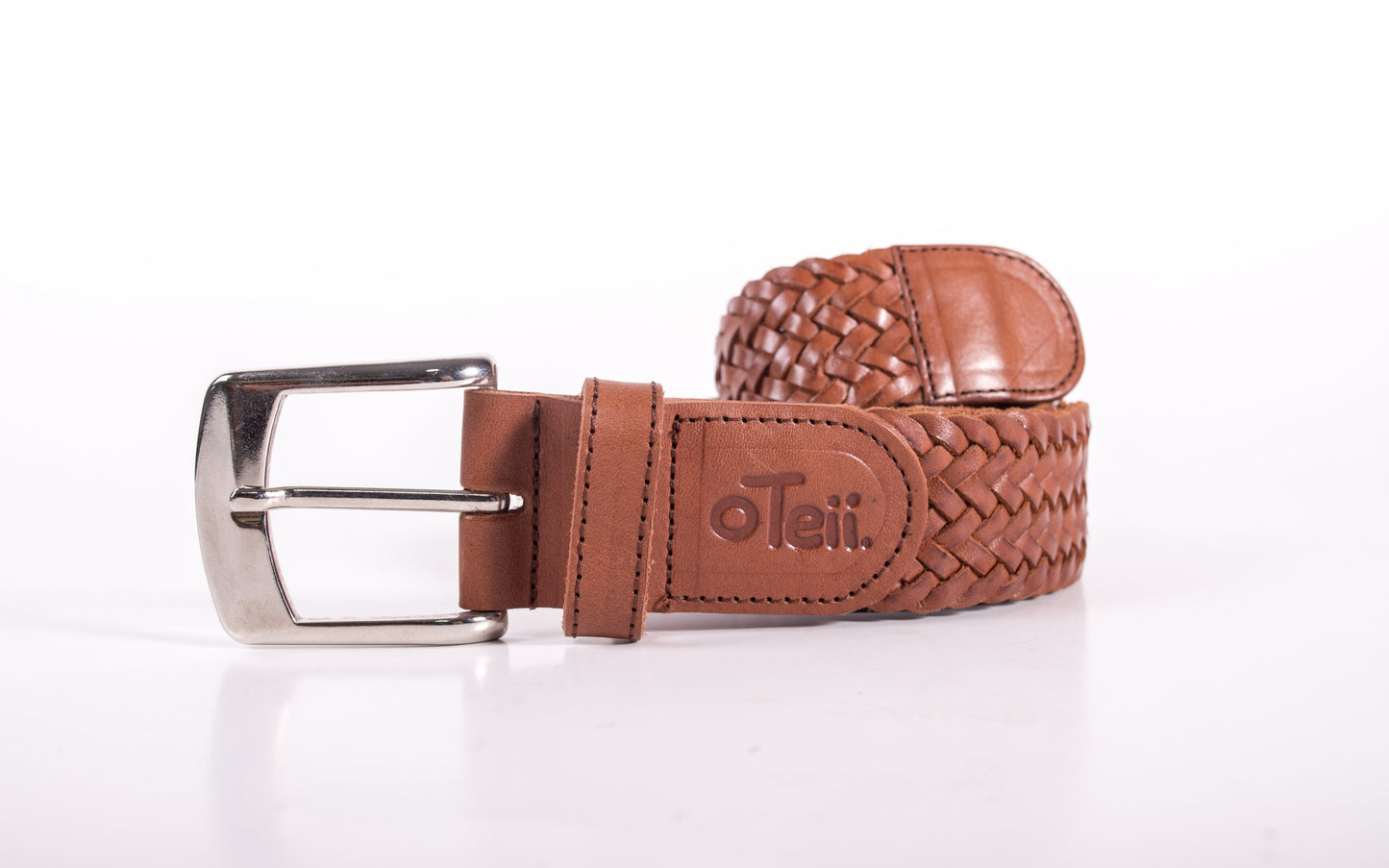 oteii genuine leather woven belt color shedron